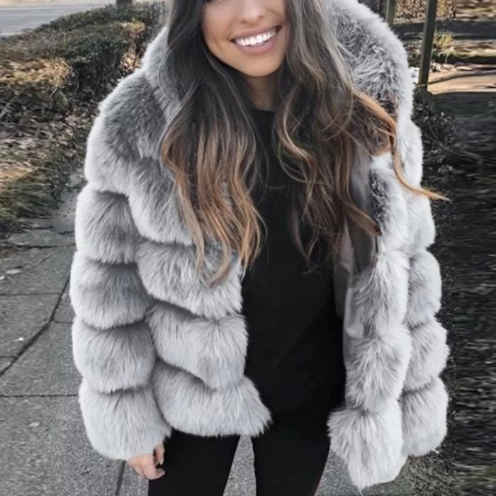 Hooded Fur Fox women's coat