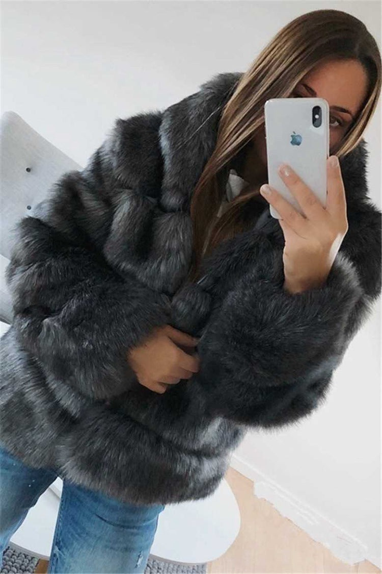 Hooded Fur Fox women's coat