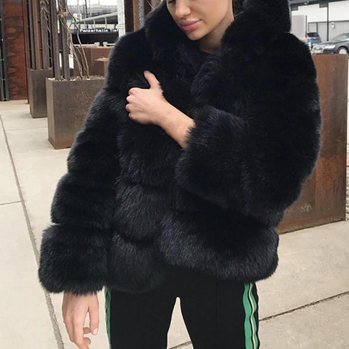 Hooded Fur Fox women's coat