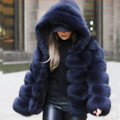 Hooded Fur Fox women's coat